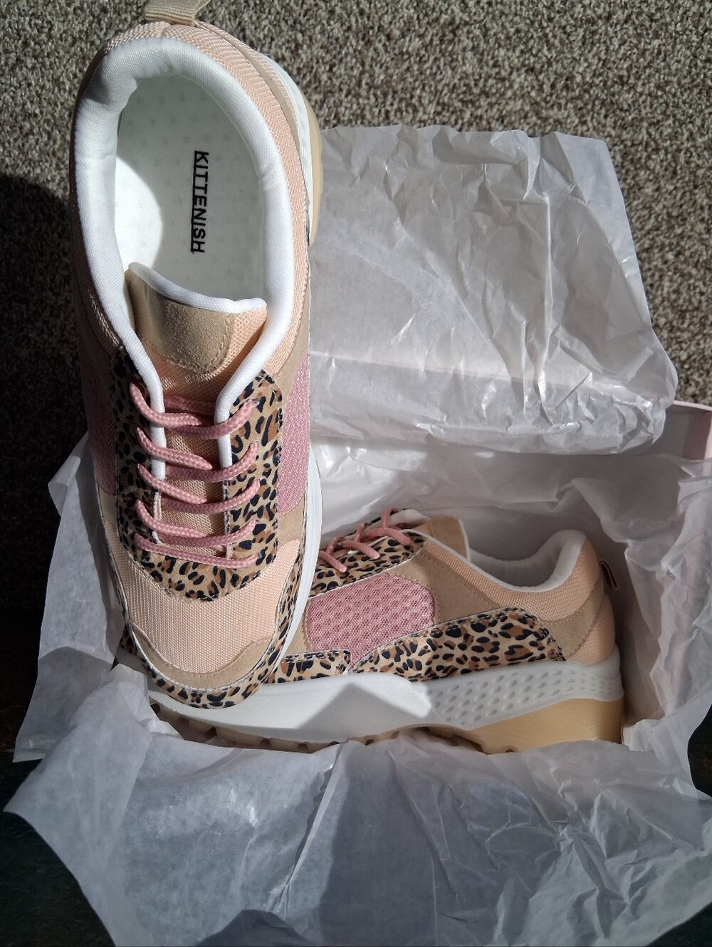 NIB-Kittenish Pink Leopard-Print Platform Sneakers